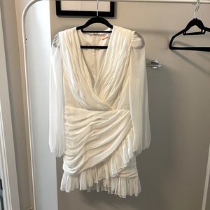 SHOWPO-CAN I BE YOUR HONEY PLUNGE BALLOON SLEEVE MINI DRESS IN WHITE-SIZE 10(US)